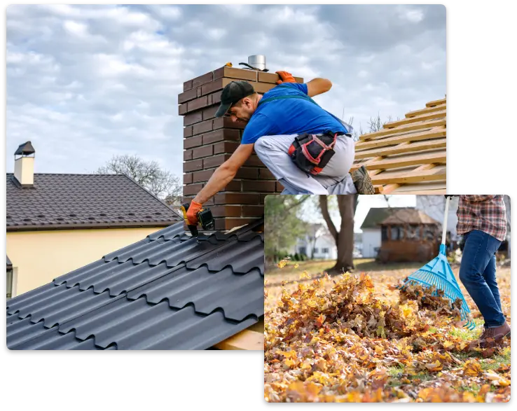 Roof maintenance and cleaning up fallen leaves